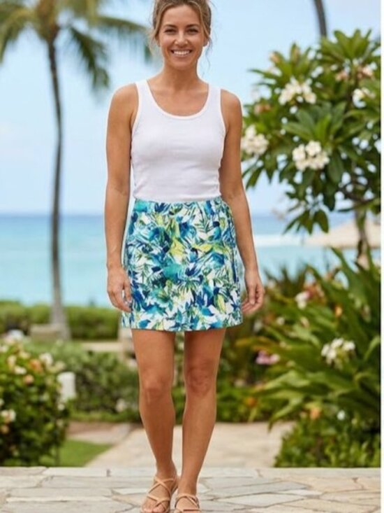 Ripskirt Hawaii Dresses & Skirts - RipSkirt Hawaii Tropical Floral Leaf Wrap Skirt -Blue Green Length 2 Size M